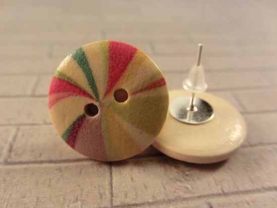 Preview: Streifen Strahl Muster Holzknopf Ohrstecker Button